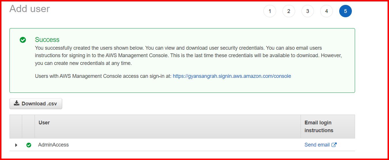 Picture showing the success message when permission boundary is added to AdminAccess user